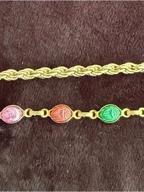 Vintage Set Scarab and Twisted Rope Gold Tone Bracelets, 7”, Some Wear From Age